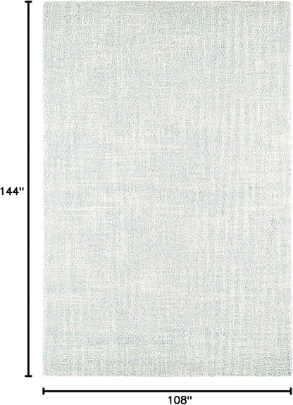 Dash & Albert Crosshatch Sky Hand Micro Hooked Wool Rug, 8.5 X 11.5 Feet, Blue Solid Pattern