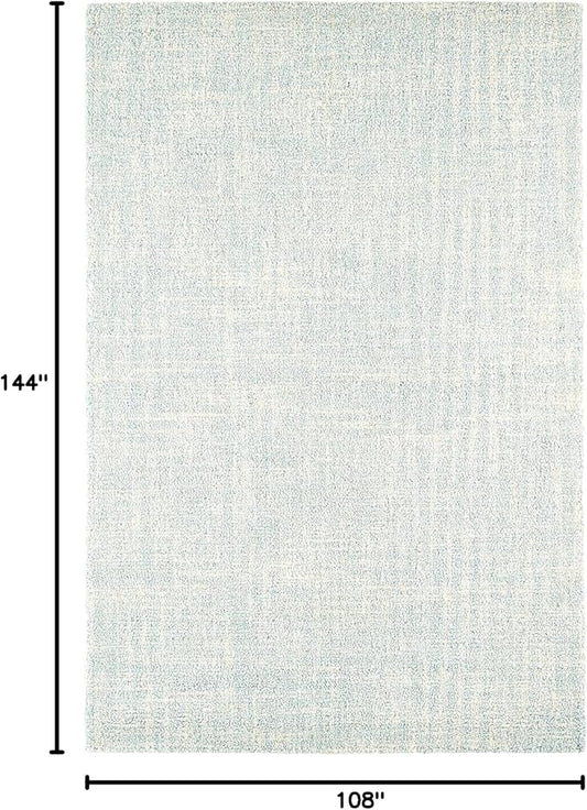 Dash & Albert Crosshatch Sky Hand Micro Hooked Wool Rug, 8.5 X 11.5 Feet, Blue Solid Pattern