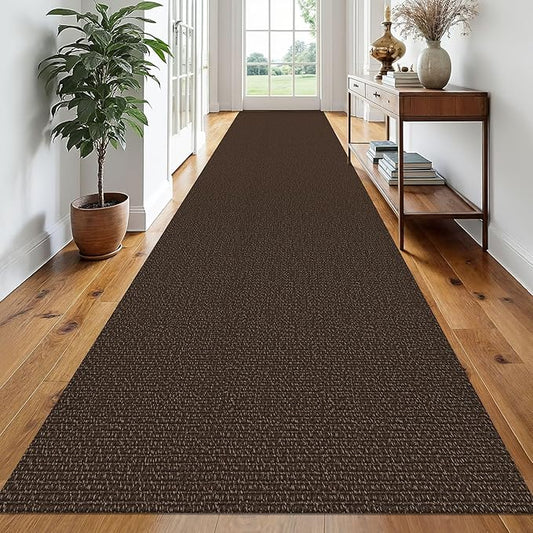 EARTHALL Runner Rug 3x20 Ft Washable Runners for Hallways Extra Long Woven Non Slip Entryway Runner Braided Kitchen Runner Indoor Outdoor Carpet Runners for Hotels, Officel, Stair, Brown/Coffee
