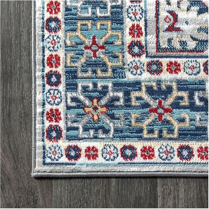 JONATHAN Y Modern Vintage Medallion Blue/Light Grey Runner Rug, 2x8, Country, Floral, Easy-Cleaning for Living Room, Bedroom, Kitchen, Pet Friendly, Non-Shedding (MDP108A-28)