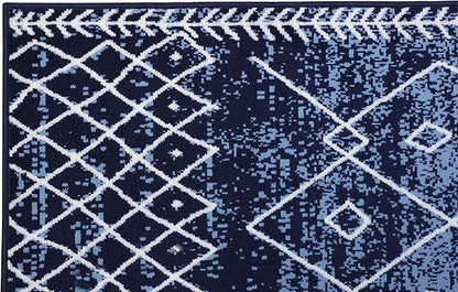 Furnish my Place Trellis Pattern Rug - 5 ft. x 8 ft, Navy, Bohemian Rug with Transitional Design