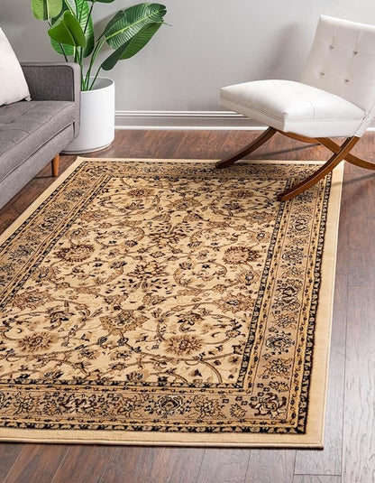 Rugs.com Yasmin Collection Rug – 9' x 12' Ivory Medium Rug Perfect for Living Rooms, Large Dining Rooms, Open Floorplans
