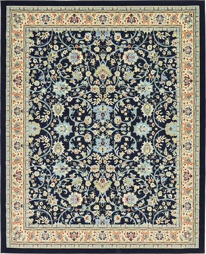Unique Loom Sialk Hill Collection Area Rug - Washington (7' 10" x 10' Rectangle Navy Blue/Cream)