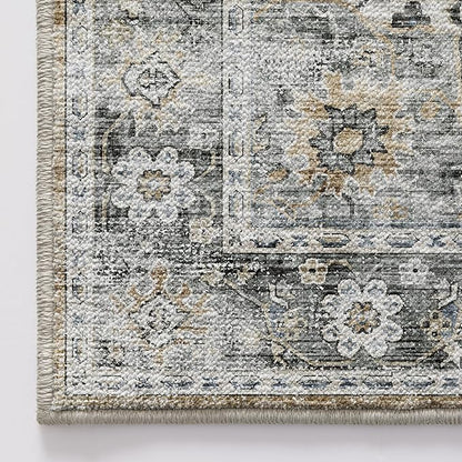 LUMI Washable Area Rug 5x8 for Living Room, Ultra Soft Stain Resistant Carpet with Non Slip Rubber Backing, Non-Shedding Low Pile Rugs for Bedroom, Dining Room, Indoor, Office