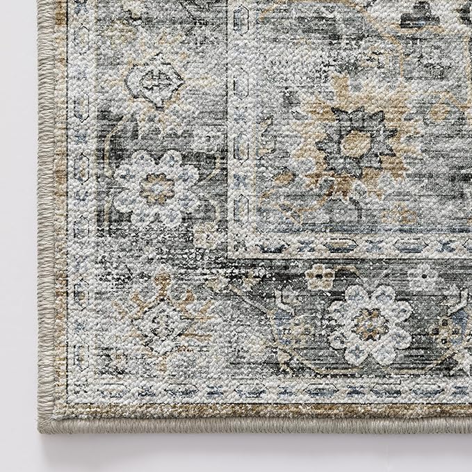 LUMI Washable Area Rug 8x10 for Living Room, Ultra Soft Stain Resistant Carpet with Non Slip Rubber Backing, Non-Shedding Low Pile Rugs for Bedroom, Dining Room, Indoor, Office