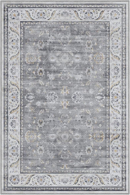 LUMI Washable Area Rug for Living Room, 4x6 Ultra Soft Traditional Vintage Rugs Non Slip with Rubber Backing, Low Profile, High Traffic, Stain Resistant Carpets, Ideal for Bedroom, Dining Room