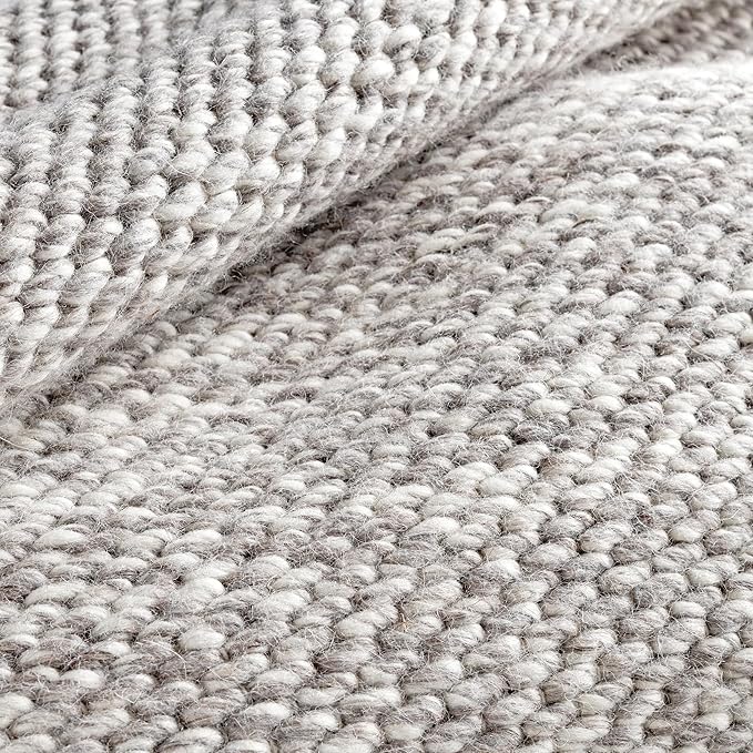 Dash and Albert Loggia Grey Handwoven Wool Rug, Runner-2.5 X 8 Feet, Grey Solid Pattern - Premium Luxury Hotel Quality Soft Breathable Hypoallergenic Machine Washable Easy Care All Season