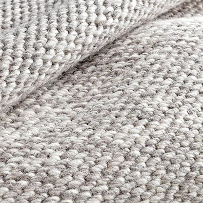 Dash and Albert Loggia Grey Handwoven Wool Rug, 3 X 5 Feet, Grey Solid Pattern - Premium Luxury Hotel Quality Soft Breathable Hypoallergenic Machine Washable Easy Care All Season Comfortable