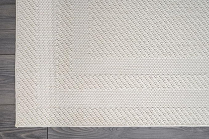 CAMILSON Micro Loop Rug 9x12 Modern Luxury Bordered Large Area Rugs Soft High and Low Pile Stain Resistant Easy-Cleaning Non-Shedding for Living Room Office Indoor Carpet (9 x 12 / White)