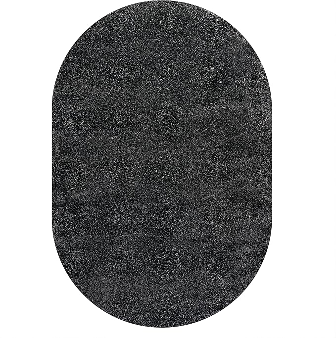 Eyely UES100I-3OV Supersoft Haze Solid Low-Pile Indoor Area Rug Casual;Contemporary;Solid;Traditional, Bedroom, Kitchen, Living Room, Easy-Cleaning, Non-Shedding, 3 X 5 Oval, Black