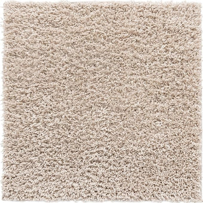 Unique Loom Davos Shag Collection Area Rug - Solid (3' 3" Square, Linen)