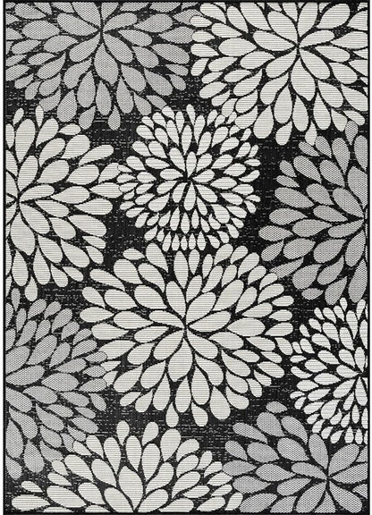 Beverly Rug Outdoor Rug 5x7 Modern Exotic Tropical Leaf Area Rugs for Indoor and Outdoor Patio Deck Porch Garden Water Resistant Washable Outside Carpet (5 x 7 Dark Gray)