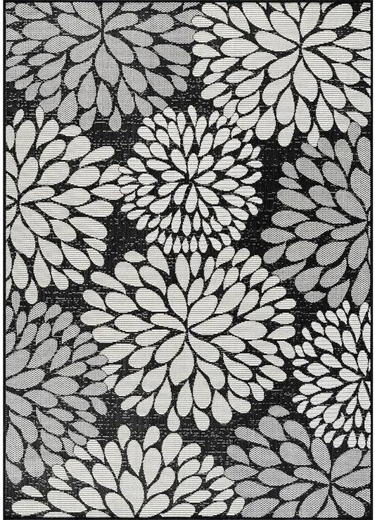 Beverly Rug Outdoor Rug 8x10 Modern Exotic Tropical Leaf Area Rugs for Indoor and Outdoor Patio Deck Porch Garden Water Resistant Washable Outside Carpet (8 x 10 Dark Gray)
