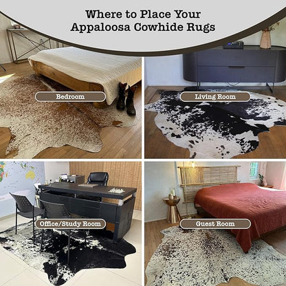 Genuine Cowhide Rug - Natural Leather Hide Rugs for Living Room & Area Rug for Bedroom - Real Cowhides Rug for Rustic Home Decor - Brown Speckled Cowhide Rugs Collection, 6x6-7ft