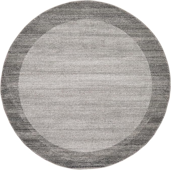 Rugs.com Angelica Collection Rug – 6 Ft Round Light Gray Medium Rug Perfect for Kitchens, Dining Rooms