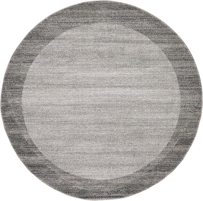 Rugs.com Angelica Collection Rug – 6 Ft Round Light Gray Medium Rug Perfect for Kitchens, Dining Rooms