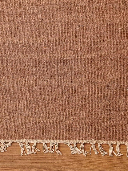 Rugsotic Carpets Hand Woven Flat Weave Kilim Wool ECO-Friendly Area Rugs - 9'x12', Rectangle Shape, Light Brown Color, Solid Plain Design, Low Pile Handmade Rugs for Living Room (D00111)