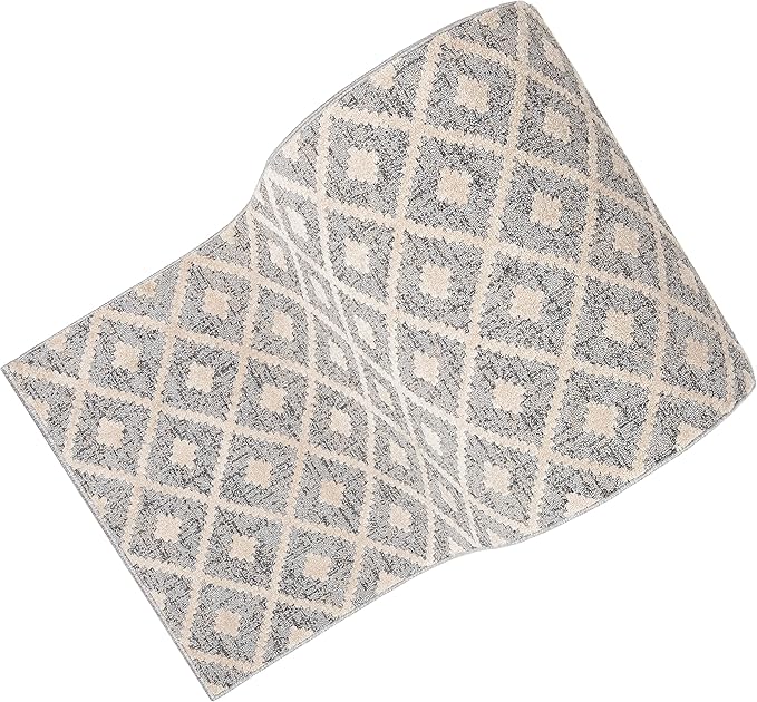 Well Woven Custom Size Hallway Stair Runner - Choose Your Length - Ainsley Grey Diamond Trellis Geometric Tribal - 31 Inches Wide x 12 Feet Long Runner (31" x 12' Runner) Rug