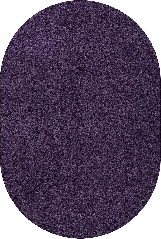 Eyely UES100N-6OV Supersoft Haze Solid Low-Pile Indoor Area Rug, Coastal, Bohemian, Minimalist, Classic, Casual for Bedroom,Kitchen,Living Room,Non Shedding,Easy-Washing, Purple, 6 X 9 Oval