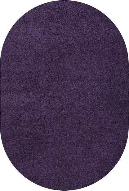 Eyely UES100N-6OV Supersoft Haze Solid Low-Pile Indoor Area Rug, Coastal, Bohemian, Minimalist, Classic, Casual for Bedroom,Kitchen,Living Room,Non Shedding,Easy-Washing, Purple, 6 X 9 Oval