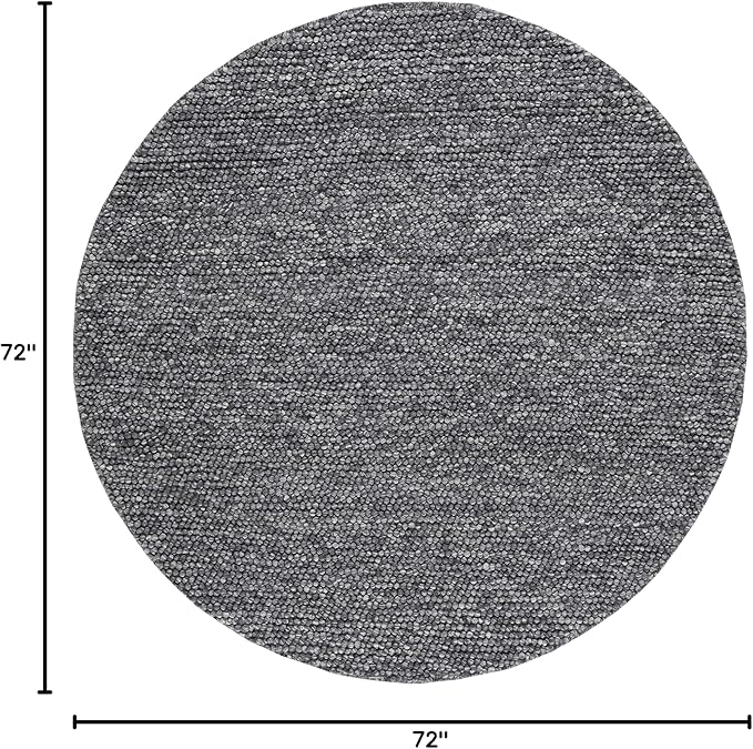 SAFAVIEH Natura Collection Area Rug - 6' Round, Dark Grey, Handmade Wool Blend, Textured Design, Ideal for Living Room, Bedroom, Dining Space (NAT620H)