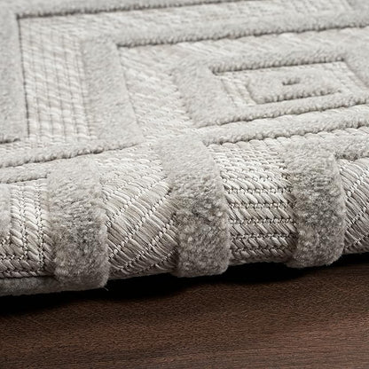 Nourison Home Versatile Silver Grey 5' x 7' Area Rug - Easy Clean, Non Shedding, Bed Room, Living Room, Dining Room, Kitchen (5' x 7')