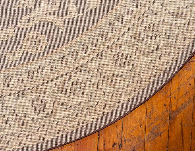 Unique Loom Versailles Collection Traditional Classic Medallion Floral Motif Area Rug (8' 0 x 8' 0 Round, Brown/ Ivory)