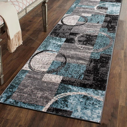 Rugshop Contemporary Circle Design Runner Rug, Carpet with Jute Backing for Hallway, Kitchen, or Entryway, Gray, 2'7" x 6'