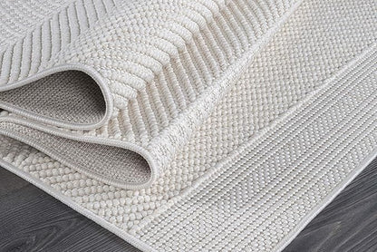 Beverly Rug Micro Loop Large Area Rug White 10x14 Modern Luxury Boho Geometric Durable Indoor Area Rugs for Living Dining Room Office Stain Resistant Non Shedding Casual Indoor Carpet White 10 x 14