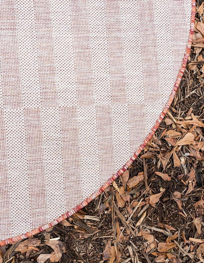 Unique Loom Outdoor Collection Classic Stripes, Transitional Indoor & Outdoor Area Rug, Rectangular 4' 0" x 4' 0", Red/Ivory