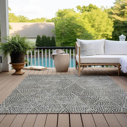 Addison Rugs Chantille ACN591 Gray 9' x 12' Indoor Outdoor Area Rug, Easy Clean, Machine Washable, Non Shedding, Bedroom, Living Room, Dining Room, Kitchen, Patio Rug