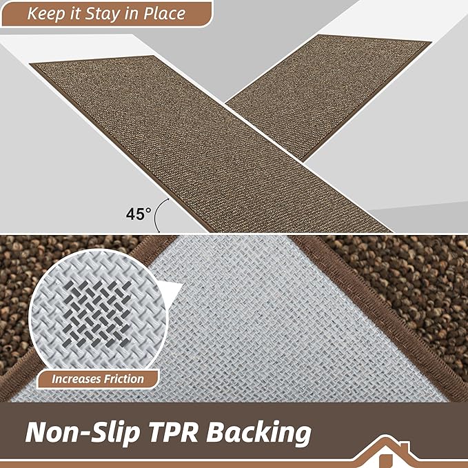 BEQHAUSE Hallway Runner Rugs 2x8, Hallway Rug Non-Slip Washable(Rolled-Up NO Creases), Runner Rug Absorbent Stain Resistant Hall Rug Carpet Runner, Entryway Rugs Floor Mat Laundry Room Rugs, Brown