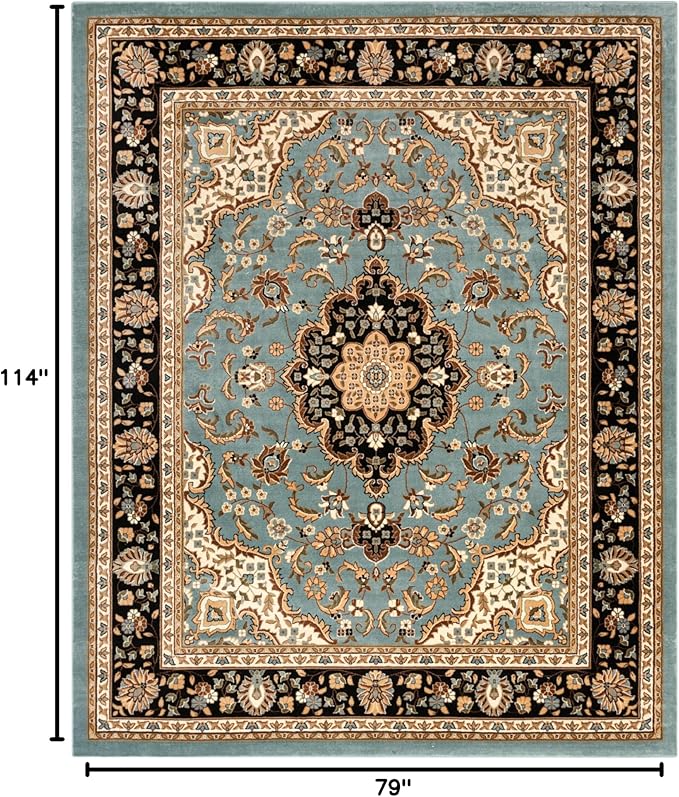 Well Woven Barclay Collection Medallion Kashan Light Blue 6x9 Area Rug - for Living Room, Bedroom, and Dining Room