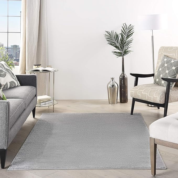 Nourison Home Nourison Essentials Silver Grey 4' x 6' Area Rug - Easy Clean, Non Shedding, Bed Room, Living Room, Dining Room, Kitchen (4' x 6')