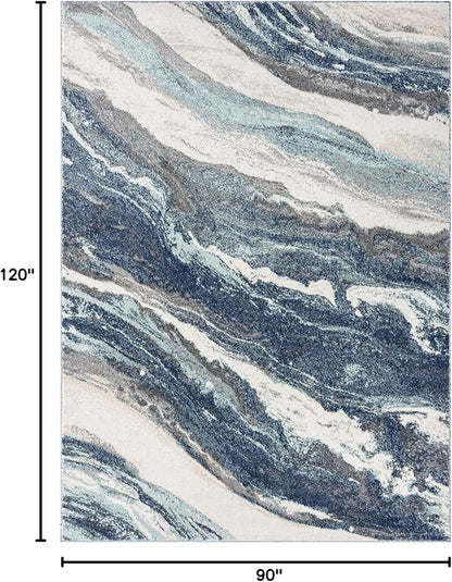 LUXE WEAVERS Lagos Collection 7983 Blue 8x10 Art Deco Area Rug
