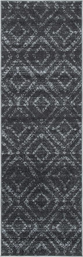 SAFAVIEH Adirondack Collection Runner Rug - 2'6" x 6', Dark Grey & Grey, Modern Diamond Distressed Design, Non-Shedding & Easy Care, Ideal for High Traffic Areas in Living Room, Bedroom (ADR131F)