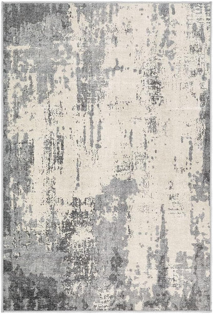 2x3 Entryway Area Rug: Washable Neutral Modern Abstract Small Rug - Non-Slip Low Pile Throw Indoor Carpet for Entrance Kitchen Front Door Mat Bathroom Entry Kids Room - Grey/Light Brown