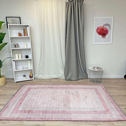 Alfa Rich 4x6 Mauve Lilac Washable Area Rugs for Living Room Bedroom Kitchen Cotton Rug