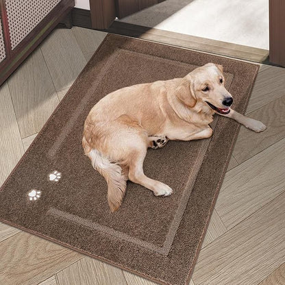 BEQHAUSE Dog Door Mat for Muddy Paws 32"x48" Dirt Trapper Absorbent Doormat Non Slip Entryway Rugs Washable Stain Resistant Welcome Floor Mat Soft Low-Profile for Front Back Door, Brown
