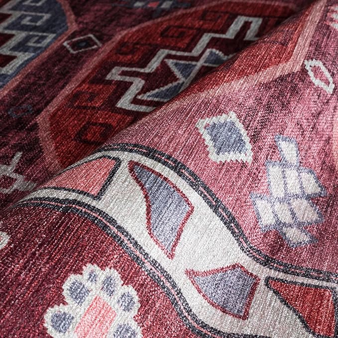 Fame Rugs Turkish Rug. Washable Vintage Oriental Antique Inspired Traditional Doormat Small Modern Area Rugs Luxury Entryway Entry Bedroom Bathroom Kitchen (378RR, 2'5 x 5')