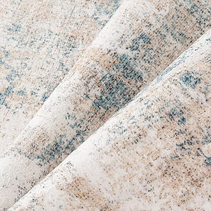 8x10 Washable Area Rug Beige Blue Abstract Living Room Bedroom Carpet Neutral Modern Non Slip Soft Low Pile Large Throw Rug for Dining Room Kitchen Office