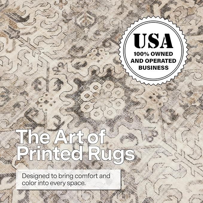 ReaLife Rugs Machine Washable Area Rug - Living Room Bedroom Bathroom Kitchen Entryway Office - Padded Low Pile Stain Resistant Premium - Boho Farmhouse Vintage - Paz - Beige Gray Ivory 7'6" x 9'6"