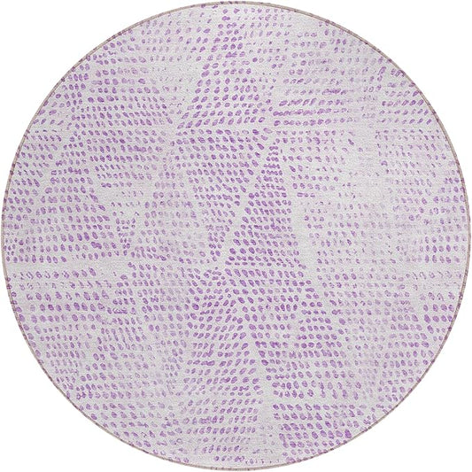 Addison Rugs Chantille ACN591 Purple 8' x 8' Indoor Outdoor Round Rug, Easy Clean, Machine Washable, Non Shedding, Bedroom, Living Room, Dining Room, Kitchen, Patio Rug