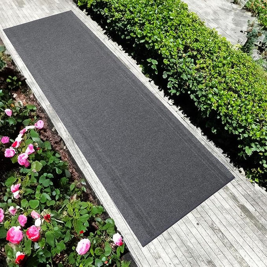 English Home Custom Size Non Slip Striped Design Light Weight Durable PVC Backing Thin Pile Runner Rug (36" x 7')