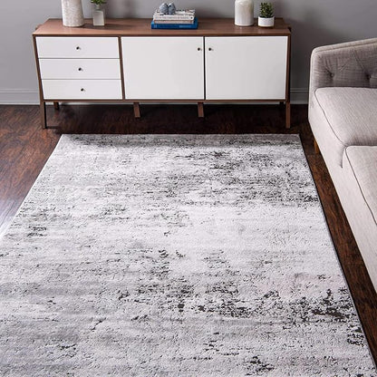 Rugs.com Leipzig Collection Area Rug – 2X3 Grey Low-Pile Rug Perfect for Entryways, Kitchens, Breakfast Nooks, Accent Pieces