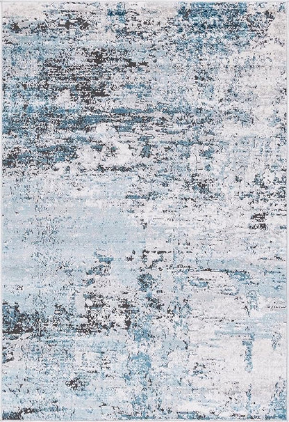 Rugs.com Leipzig Collection Area Rug – 4X6 Blue Low-Pile Rug Perfect for Entryways, Kitchens, Breakfast Nooks, Accent Pieces