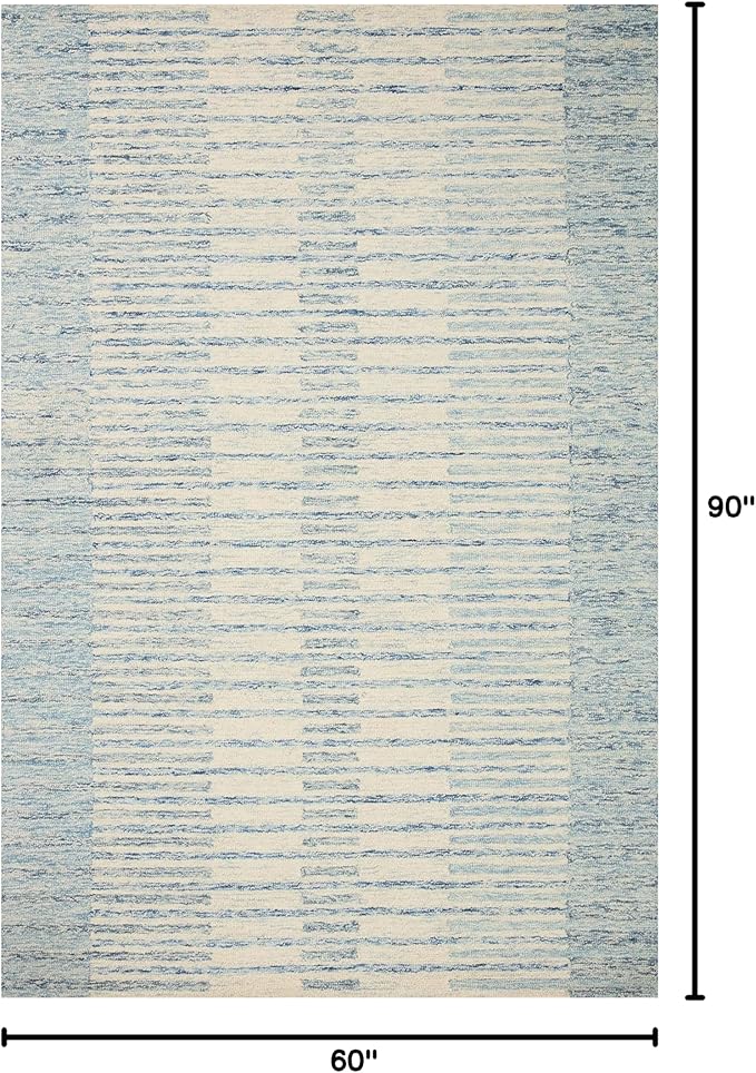 Loloi Chris Loves Julia Chris Collection CHR-01 Ivory/Denim 5'-0" x 7'-6", .50" Pile Height, Area Rug