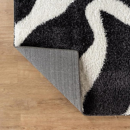 Rugshop Abstract Wavy Shag Area Rug Anthracite Dark Gray 4' x 6' Ideal for Small Living Rooms, Offices, or Beside The Bed