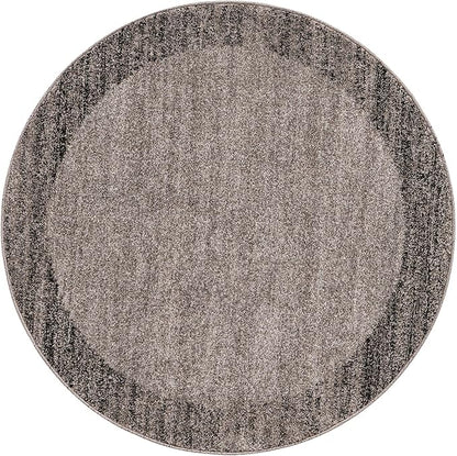 Rugs.com Angelica Collection Rug – 4 Ft Round Light Gray Medium Rug Perfect for Kitchens, Dining Rooms