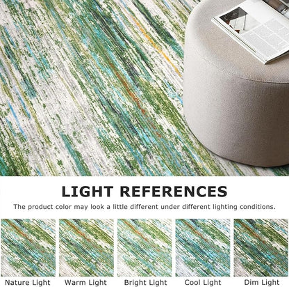 5x7 Modern Abstract Area Rug for Bedroom, Green Grey Multi Large Green Grey Multi Super Soft Washable Rug, Non-Slip Non-Shedding Rugs for Living Room, Indoor Door Mat for Nursery Home Décor